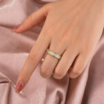 S925 Half 1.0 Ct Round Cut Moissanite Wide Wedding Band In Sterling Silver - Image 3