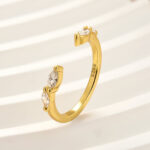 S925 Elegant Marquise Cut Yellow Gold Open Wedding Band - Image 2