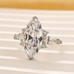 S925 4.0Ct Marquise Cut White Stone with Round & Marquise Cut Side Stone Engagement Rings - Image 4