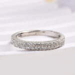 S925 Double Line Pave Women's Wedding Band In Sterling Silver - Image 3