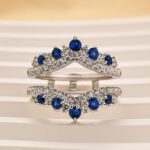 S925 Pavé Full Eternity Blue & White Stone Enhancer Wedding Band - Image 5