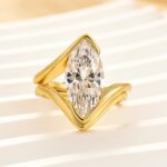S925 2PC Wedding Set 4.0Ct Marquise Cut Solitaire Engagement Ring with Design wedding Band - Image 5