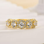 S925 Halo Round Cut Five Stone Anniversary Ring For Her - Image 18