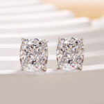 S925 2.0Ct*2 Classic Crushed Ice Cushion Cut Women's Stud Earrings In Sterling Silver - Image 5