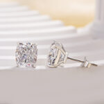 S925 2.0Ct*2 Classic Crushed Ice Cushion Cut Women's Stud Earrings In Sterling Silver - Image 7