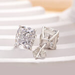 S925 2.0Ct*2 Classic Crushed Ice Cushion Cut Women's Stud Earrings In Sterling Silver - Image 6