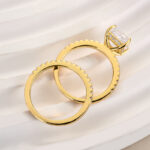S925 Elegant Square Princess Cut Wedding Ring Set For Women In Sterling Silver - Image 12