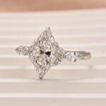 S925 Moissanite 2.0Ct  Marquise Stone with Two Designd Side Stone White Gold Engagement Ring - Image 3