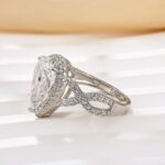 S925 4.0Ct Halo Pear Cut Twist Travel Ring In Sterling Silver - Image 5
