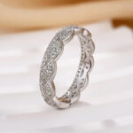 S925 0.5Ct Simulated Diamond Eternity Wedding Band Travel Ring In Sterling Silver - Image 4