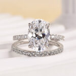 S925 4.0Ct Classic Created White Sapphire Oval Cut Wedding Ring Set - Image 3