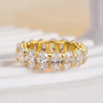 S925 Eternity Oval Cut Simulated Diamonds Wedding Band - Image 9
