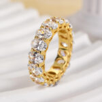 S925 Eternity Oval Cut Simulated Diamonds Wedding Band - Image 10