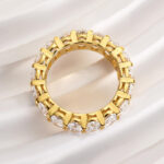 S925 Eternity Oval Cut Simulated Diamonds Wedding Band - Image 11