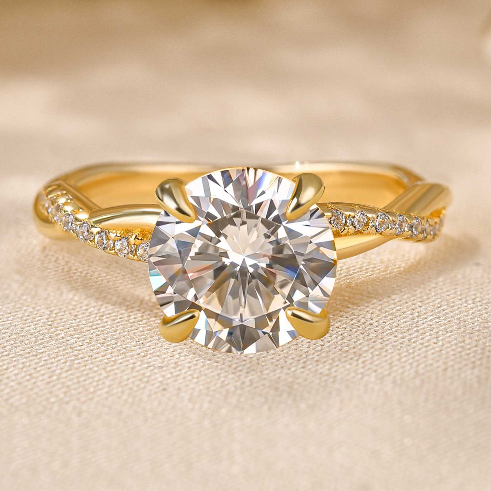 DSC-750612 S925 Maxine Twist 2.0 Carat Round Cut Engagement Ring For Her In Sterling Silver - Image 1