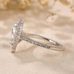 S925 3.0 Carat Stunning Halo Pear Cut Elegant Engagement Ring In Sterling Silver - Image 9