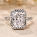 S925 Maxine Noble Halo Radiant Cut Engagement Ring - Image 5