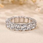 S925 Eternity Round Cut Simulated Diamond Wedding Band for Her In White Gold - Image 5