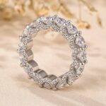 S925 Eternity Round Cut Simulated Diamond Wedding Band for Her In White Gold - Image 6