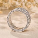 S925 Luxurious Pave Wide Wedding Band In Sterling Silver - Image 7