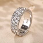 S925 Luxurious Pave Wide Wedding Band In Sterling Silver - Image 6