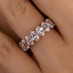 S925 Eternity Oval Cut Simulated Diamonds Wedding Band - Image 5