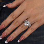 S925 Maxine Exclusive Halo Oval Cut 3PC Wedding Set - Image 3