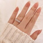 S925 Maxine 3.0Ct Half Oval Cut Sona Wedding Band - Image 14