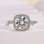 S925 Stunning Halo Round Cut Simulated Diamond Engagement Ring In Sterling Silver - Image 5