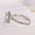 S925 Stunning Halo Round Cut Simulated Diamond Engagement Ring In Sterling Silver - Image 6