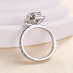 S925 Stunning Halo Round Cut Simulated Diamond Engagement Ring In Sterling Silver - Image 7