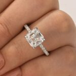S925 Moissanite 2.5Ct Asscher Cut White Gold Engagement Ring