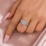 S925 Maxine Moissanite 2.0 Carat Round Cut 3PC Wedding Ring Set In Sterling Silver - Image 4