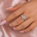 S925 Maxine Moissanite 2.0 Carat Round Cut 3PC Wedding Ring Set In Sterling Silver - Image 2