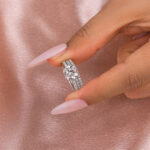 S925 Maxine Moissanite 2.0 Carat Round Cut 3PC Wedding Ring Set In Sterling Silver - Image 5
