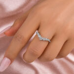 S925 Maxine Moissanite Curved Design Thin Stacking Wedding Band In Sterling Silver - Image 2