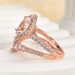 S925 Elegant Rose Gold 2.2 Carat Halo Pear Cut Bridal Ring Set In Sterling Silver - Image 5