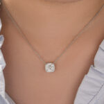 S925 Elegant Halo Cushion Cut Pendant Necklace - Image 9