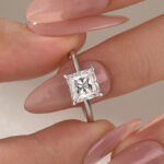 S925 Moissanite 2.0 Ct Princess Cut Solitaire White Gold Promise Ring For Women