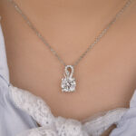 S925 Moissanite 3.0Ct Unique Round Cut White Sapphire Necklace In Sterling Silver - Image 4