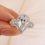 S925 Luxe 4.0Ct Pear Cut Halo Engagement Ring Travel Ring In Sterling Silver