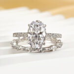 S925 2.5Ct Oval Cut Wedding Ring Set Travel Ring With Classic Wedding Band - Image 3