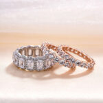 S925 Stunning Cushion Cut 3PC Wedding Band Set For Women In Sterling Silver - Image 3