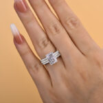 S925 Timeless 3.5 Carat Radiant Cut Simulated Diamond 3PC Wedding Ring Set - Image 4