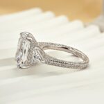 S925 5.0 Carat Radiant Cut Three Stone White Gold And Yellow Gold Engagement Ring With Hidden Halo - Image 7