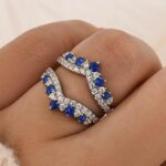 S925 Pavé Full Eternity Blue & White Stone Enhancer Wedding Band