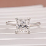 S925 Moissanite 2.0 Ct Princess Cut Solitaire White Gold Promise Ring For Women - Image 5