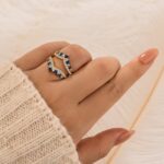 S925 Pavé Full Eternity Blue & White Stone Enhancer Wedding Band - Image 4