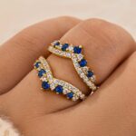 S925 Pavé Full Eternity Blue & White Stone Enhancer Wedding Band - Image 3