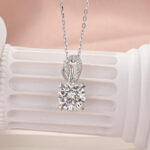 S925 Moissanite 3.0Ct Unique Round Cut White Sapphire Necklace In Sterling Silver - Image 3
